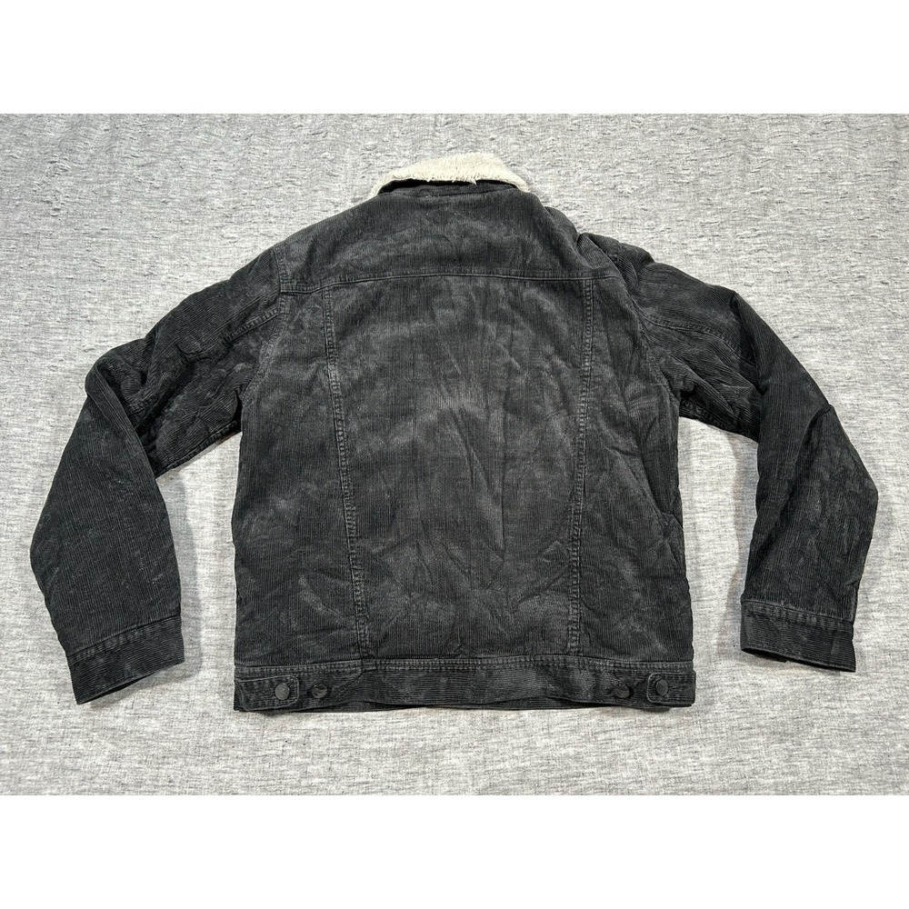 Outerknown Paz Corduroy Trucker Jacket Mens Medium Black Sherpa Cotton Hemp - Picture 13 of 15